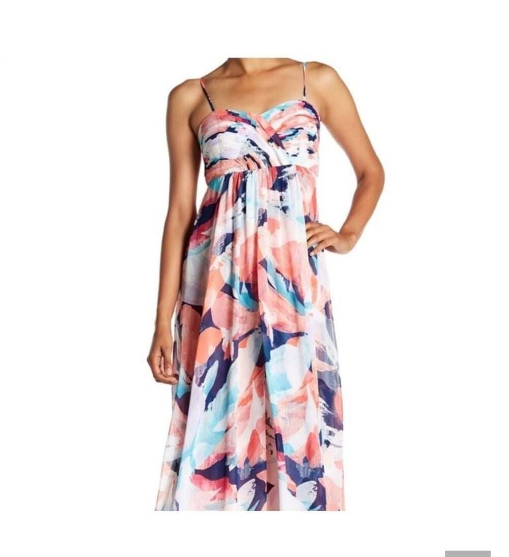 Laundry by Shelli Segal Floral Abstract Print Twist-Front Maxi Dress Size 10
